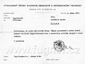 Obr. 1. Potvrzení pro Posádkovou zprávu sepsal a podepsal Jirka Struska - základní vojenská služba 1957.